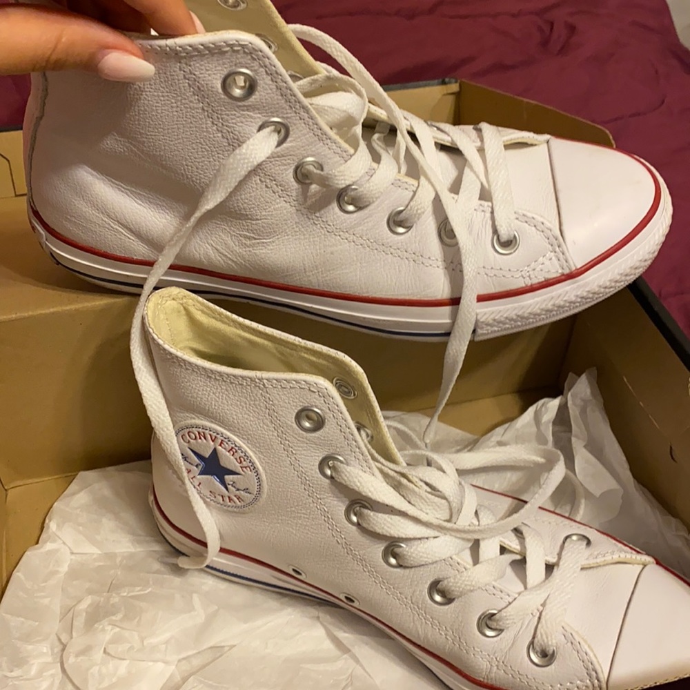 High top white Leather converse